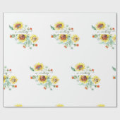 水色ひまわりパーソナライズされたラッピングペーパー ラッピングペーパー (フラット)
