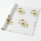 水色ひまわりパーソナライズされたラッピングペーパー ラッピングペーパー (アンロールド)