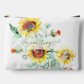 水色ひまわりパーソナライズされた アクセサリーポーチ (正面)