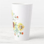 水色ひまわりパーソナライズされた カフェラテマグ (正面)