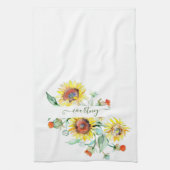 水色ひまわりパーソナライズされた キッチンタオル (縦)