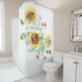 水色ひまわりパーソナライズされた シャワーカーテン (インサイチュ)