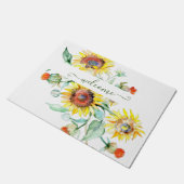 水色ひまわりパーソナライズされた ドアマット (アングル)