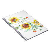 水色ひまわりパーソナライズされた ノートブック (右側)