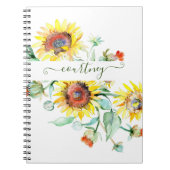 水色ひまわりパーソナライズされた ノートブック (正面)