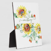 水色ひまわりパーソナライズされた フォトプラーク (側面)