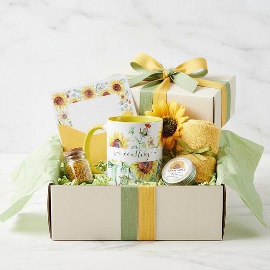 水色ひまわりパーソナライズされた マグカップ