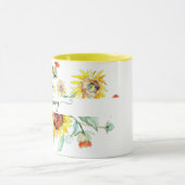 水色ひまわりパーソナライズされた マグカップ (中央)