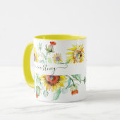 水色ひまわりパーソナライズされた マグカップ (正面左)