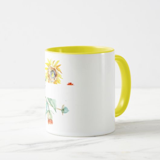 水色ひまわりパーソナライズされた マグカップ (正面右)