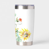 水色ひまわりパーソナライズされた 保温保冷タンブラー (背面)