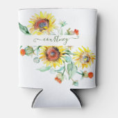 水色ひまわりパーソナライズされた 缶クーラー (正面)