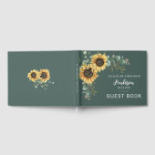 水色ひまわりフローラユーカリ結婚ス ゲストブック (全面)