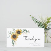 水色ひまわりフローラユーカリ結婚ス サンキューカード (スタンド正面)