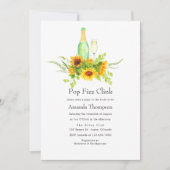 水色ひまわりポップ・アートの花フィズザニンクブライダルシャワー 招待状 (正面)