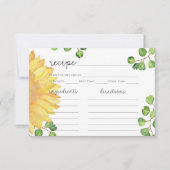 水色ひまわりミニマルレシピカード (正面)