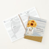 水色ひまわりメイソン瓶みすぼらしい木材レシピ ノートブック (内部)