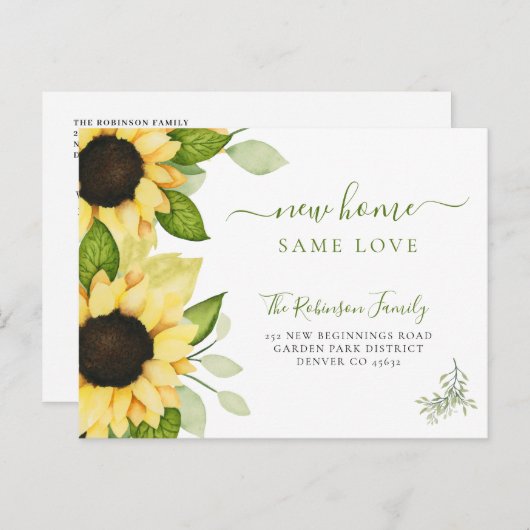 水色ひまわりモダンが動く 案内ポストカード (正面/裏面)