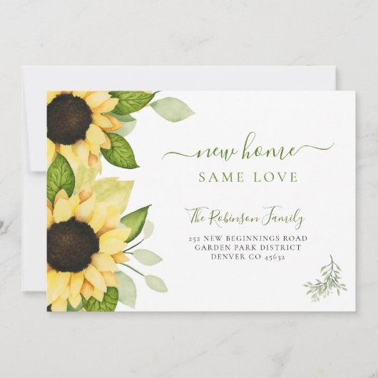 水色ひまわりモダンが動く 案内状 (正面)