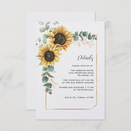 水色ひまわりユーカリ結婚ス詳細 エンクロージャーカード (正面/裏面)