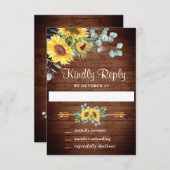 水色ひまわりユーカリ結婚式RSVPカード 出欠カード (正面/裏面)
