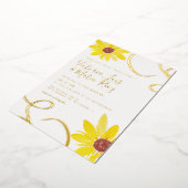 水色ひまわり渦巻結婚き旋回 箔招待状 (回転した状態)