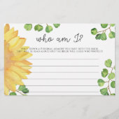 水色ひまわり私はブライダルシャワーゲーム 便箋 (正面)