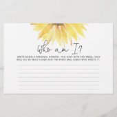 水色ひまわり私はブライダルシャワーゲーム 便箋 (正面)