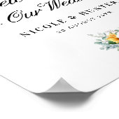 水色ひまわり結婚の歓迎サイン ポスター (角)