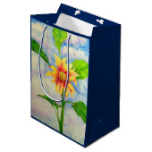 水色ひまわり絵を描の黄色いオレンジフローラ ミディアムペーパーバッグ (正面アングル)