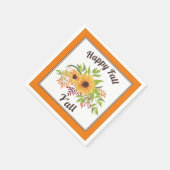 水色ひまわり花ハッピー秋Y'all orange スタンダードカクテルナプキン (角)