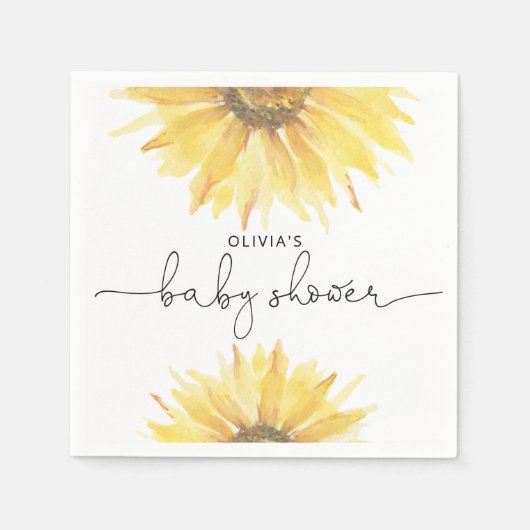 水色ひまわり赤ちゃんシャワー スタンダードカクテルナプキン (正面)