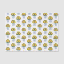 水色ひまわり青と白の中国花瓶