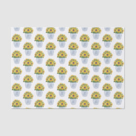 水色ひまわり青と白の中国花瓶 薄葉紙