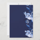 水色ほこりっぽい青フローラネイビー結婚ブルー 招待状 (裏面)