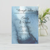 水色ほこりっぽい青、ネイビーリハーサルディナー 招待状 (スタンド正面)