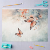 水色みすぼらしいシックなパステルグリーンの蝶 薄葉紙 (クラフト)