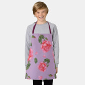水色みすぼらしいシックなピンクのバラのパターン エプロン (着用した状態)