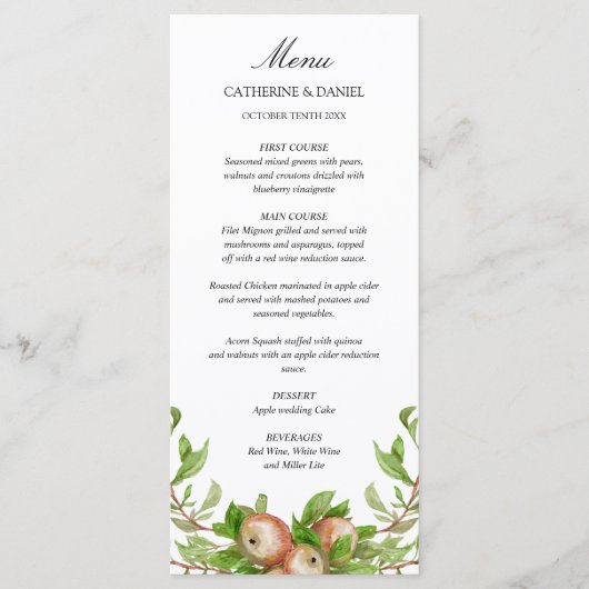 水色りんご結婚のメニュー メニュー (正面)