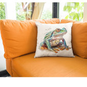 水色を見上げるかわいい緑のカエル クッション