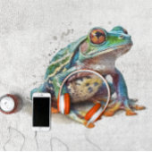 水色を見上げるかわいい緑のカエル バスタオル