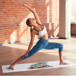 水色を見上げるかわいい緑のカエル ヨガマット