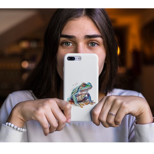 水色を見上げるかわいい緑のカエル Case-Mate iPhoneケース