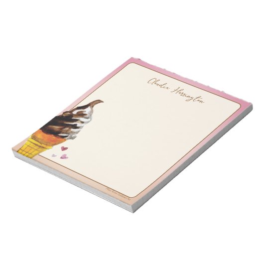 水色アイスクリームコーン文パーソナライズされた具 ノートパッド (回転)