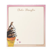 水色アイスクリームコーン文パーソナライズされた具 ノートパッド (正面)