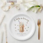 水色アイスコーヒー醸造ベビーシャワー ペーパープレート<br><div class="desc">コーヒーをテーマにしたベビーシャワー。水の色のフラッペアイスコーヒーとコーヒー豆。</div>