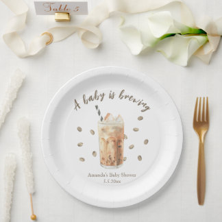 水色アイスコーヒー醸造ベビーシャワー ペーパープレート