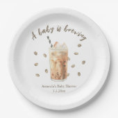 水色アイスコーヒー醸造ベビーシャワー ペーパープレート (正面)