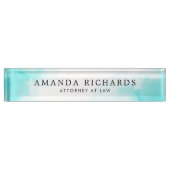 水色アクアブルー デスクネームプレート (正面)