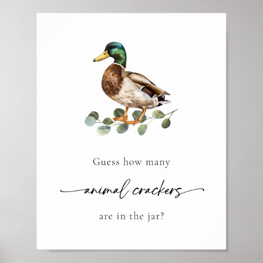 水色アヒル動物クラッカー赤ちゃんシャワーゲーム ポスター (正面)